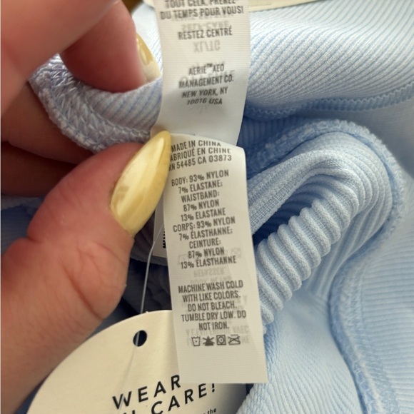 NEW Aerie Offline‎ Light Blue Ribbed Hi-Rise Seamless 7/8 Leggings Size XL - Picture 7 of 7